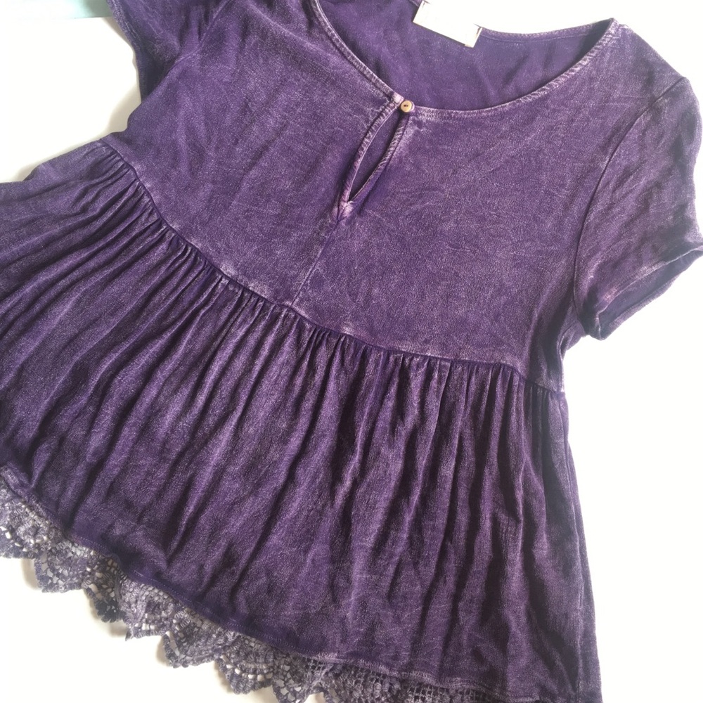 Altar’d State Purple Baby Doll Blouse Size Small